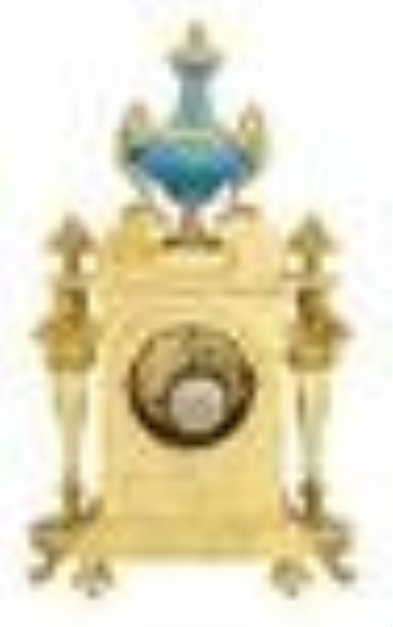 Napoleon III Bronze and Porcelain Mantel Clock