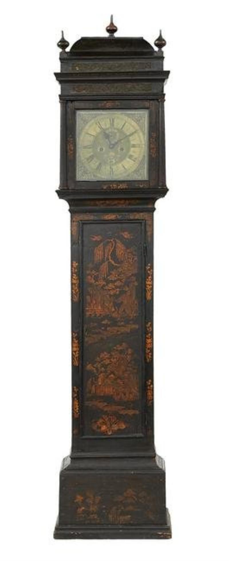 George II Japanned Tall Case Clock