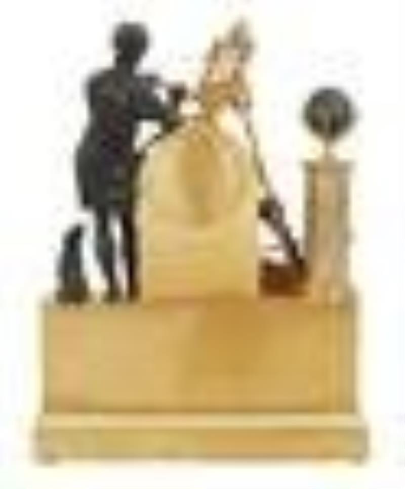 Large French Empire Bronze Figural Clock