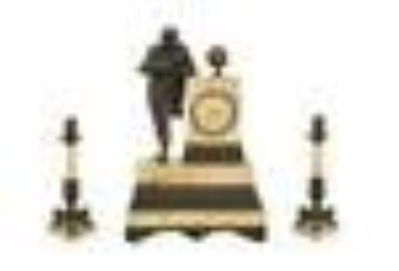 French Restauration Three-Piece Clock Set