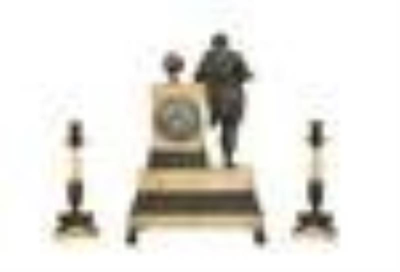 French Restauration Three-Piece Clock Set