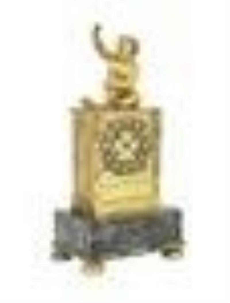 French Empire Bronze and Marble Figural Clock