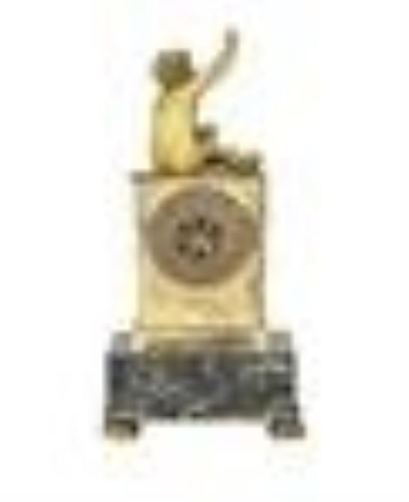 French Empire Bronze and Marble Figural Clock
