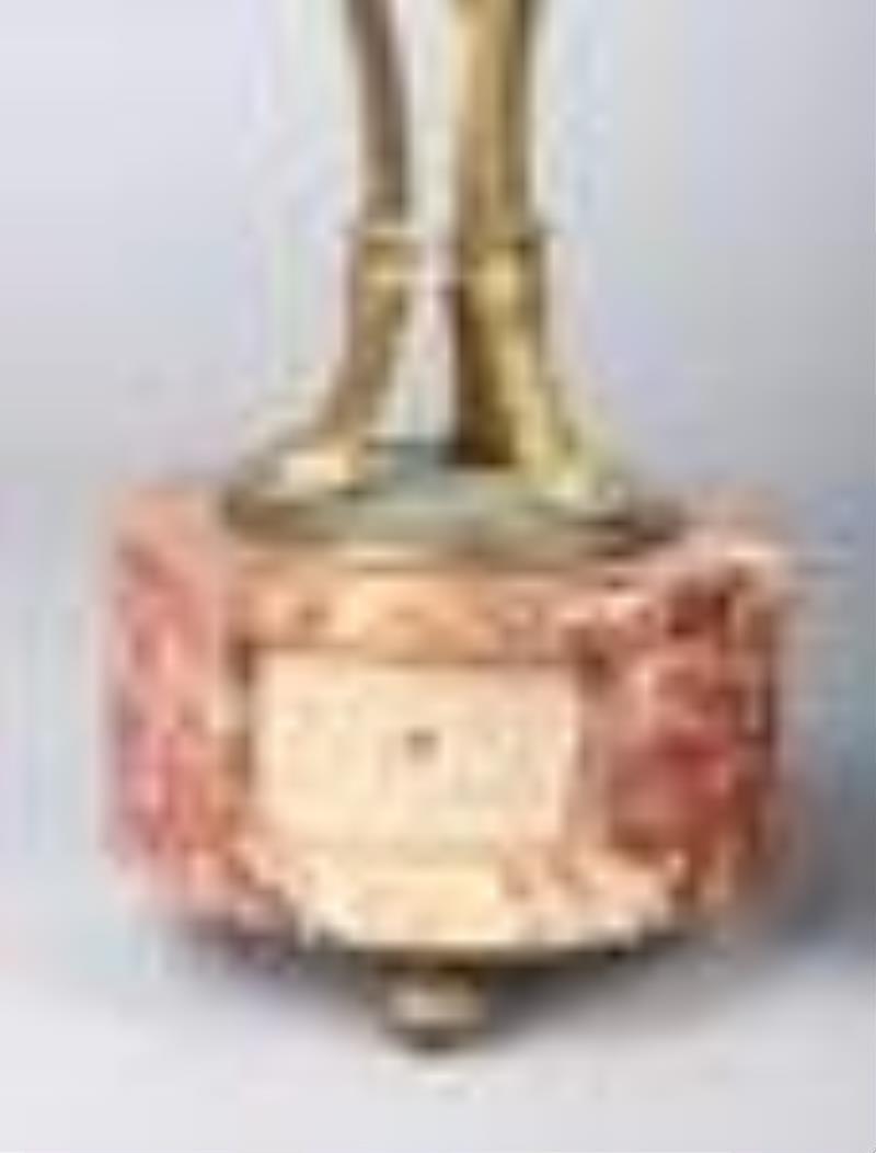 3 Pc Bronze, Champleve, & Marble French Clock Set