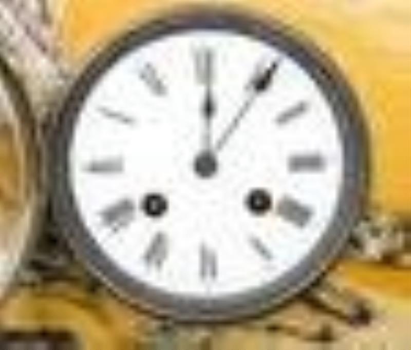French marble and bronze figural mantle clock