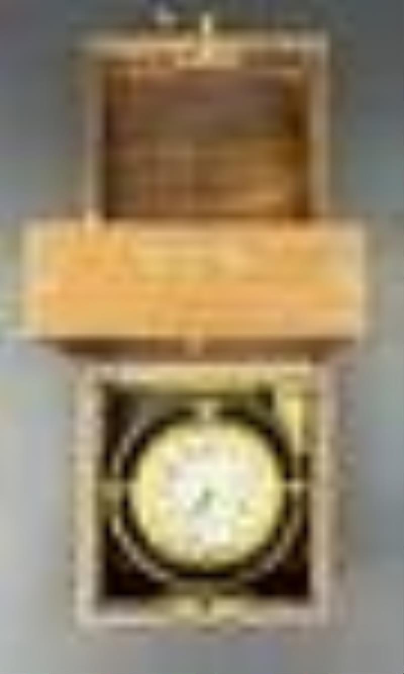 Vintage Waltham Watch Co. Nautical 8 Day Chronometer Clock in Original Case