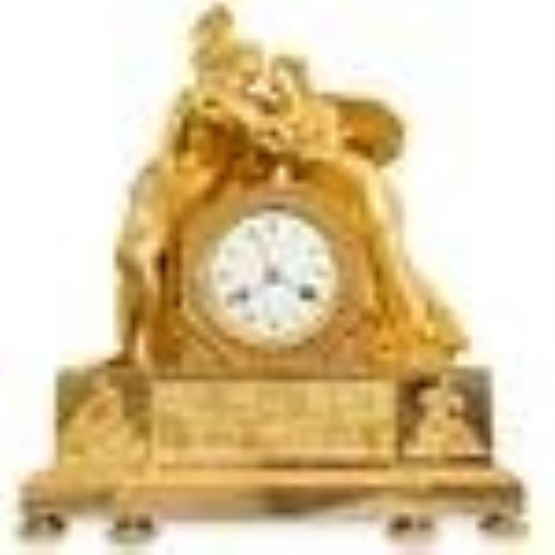 Important Gilt Bronze Empire Mantle Clock Attrib. Claude Galle