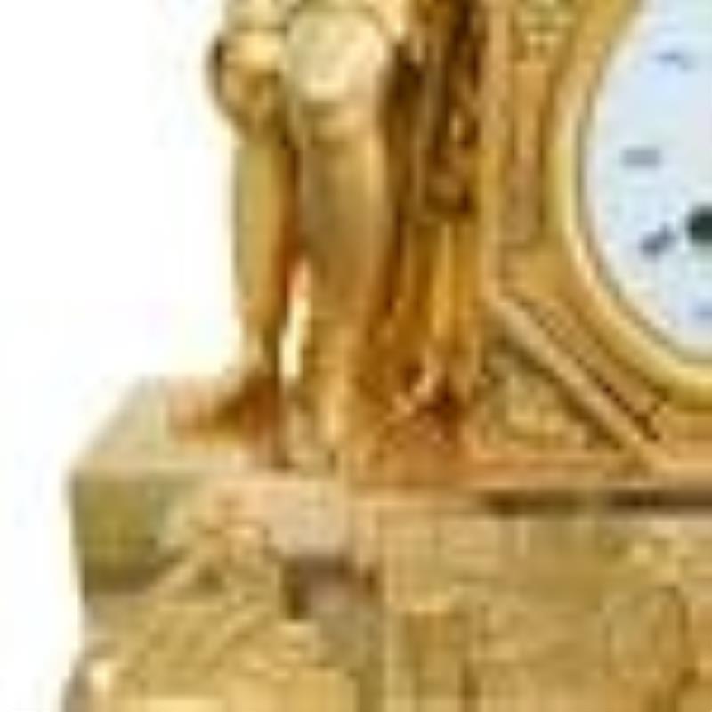 Important Gilt Bronze Empire Mantle Clock Attrib. Claude Galle
