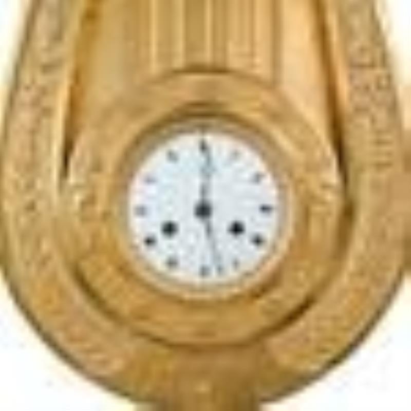 French Empire Wall Cartel Lyre Clock Attrib. Claude Galle