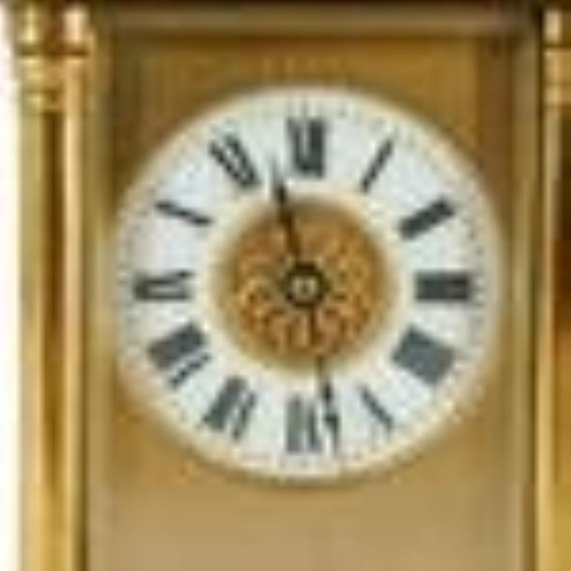 Antique French Brass Carriage Clock W/ Thermometer, Barometer