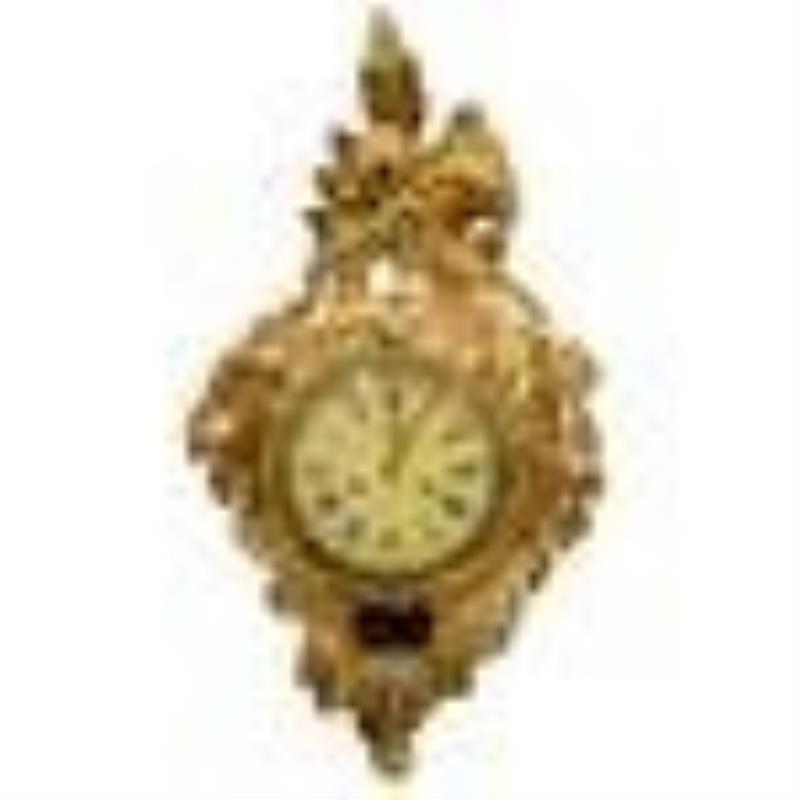 Antique Swedish Giltwood Cartel Clock