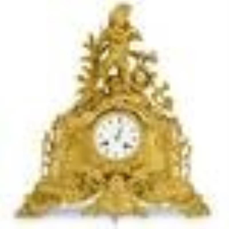(3Pc) French Empire Gilt Bronze Clock & Garniture Set