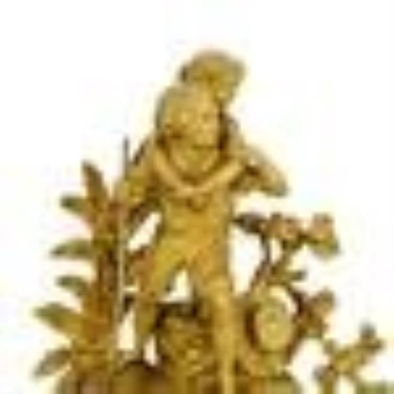 (3Pc) French Empire Gilt Bronze Clock & Garniture Set