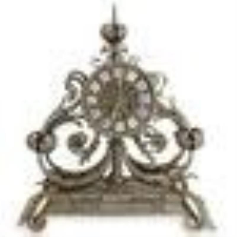 (3Pc) Antique Italian Iron Mantel Clock with Garnitures