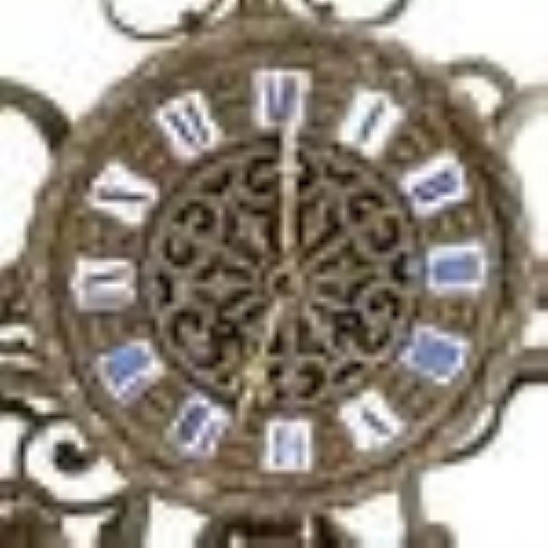 (3Pc) Antique Italian Iron Mantel Clock with Garnitures