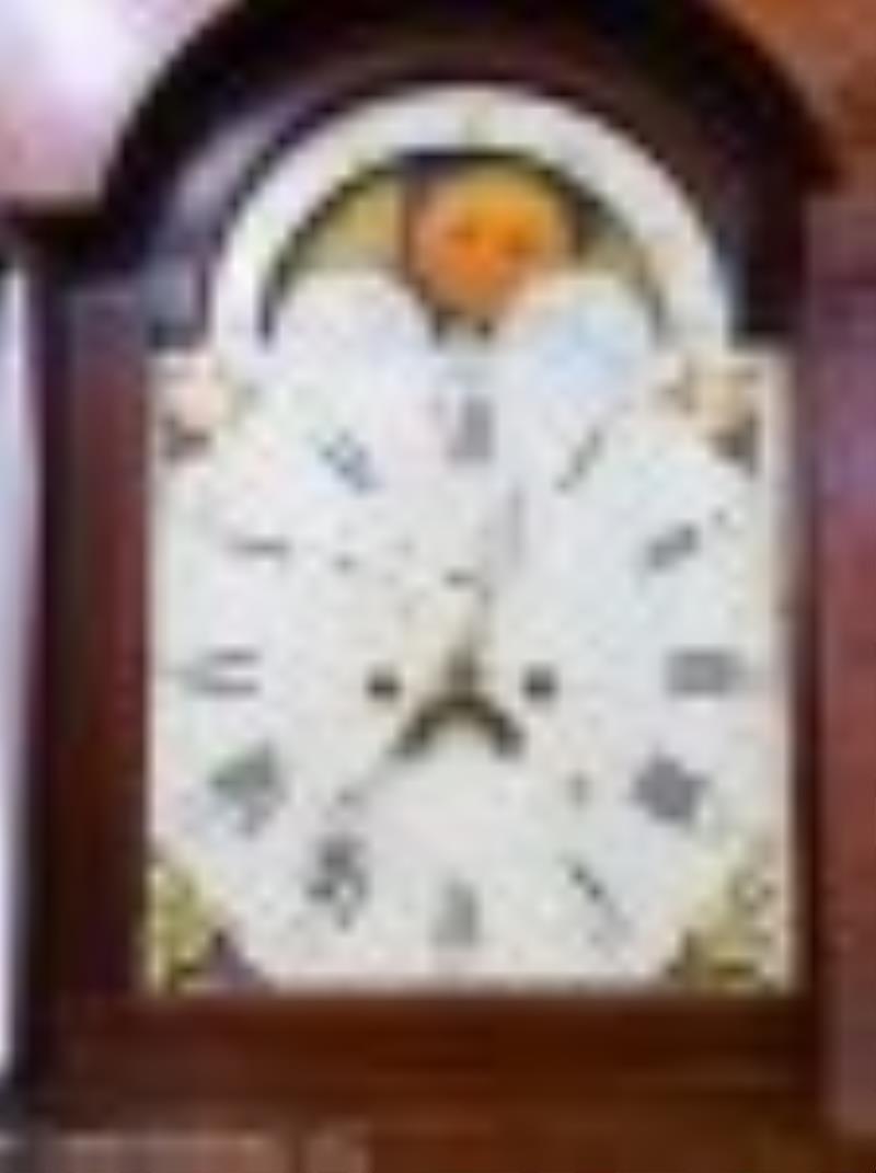 Antique Pa Walnut Inlaid Tall Case Clock