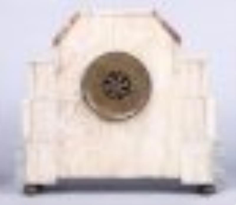 French Art Deco agate clock and garniture set