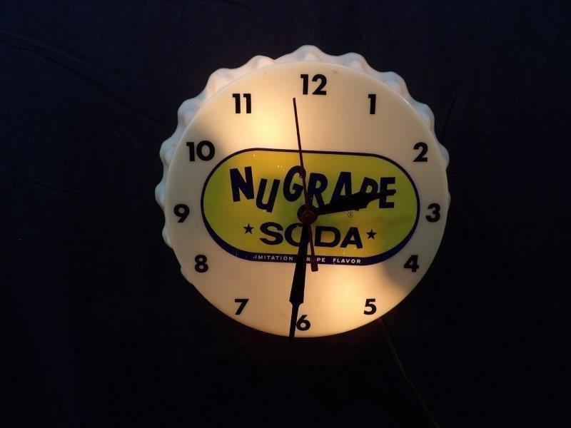 Nugrape Soda lighted acrylic bottle cap clock