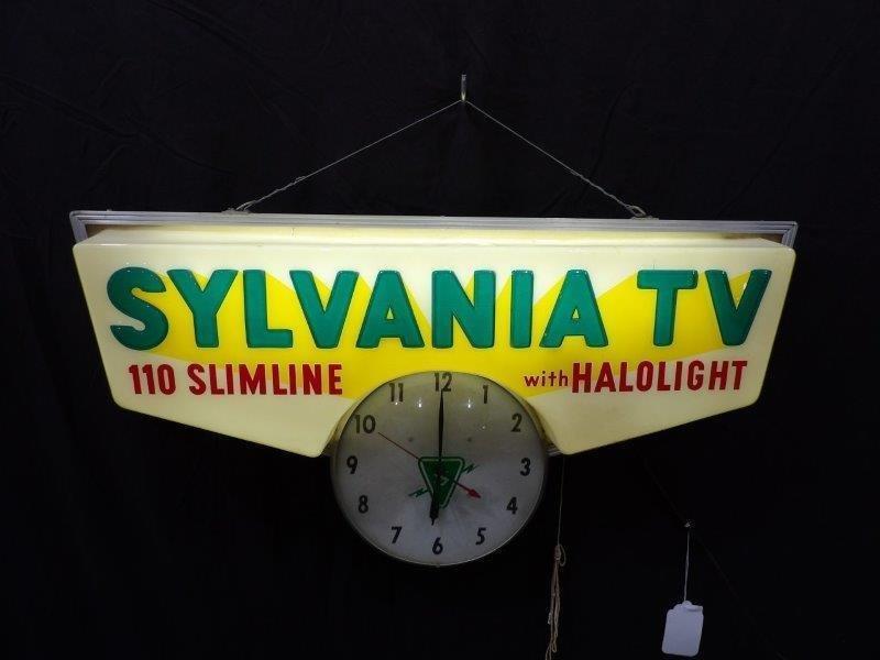 Sylvania TV Tel-a-sign Inc. lighted clock