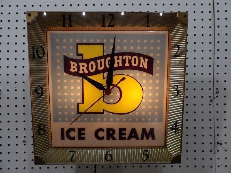 Broughton Ice Cream lighted clock