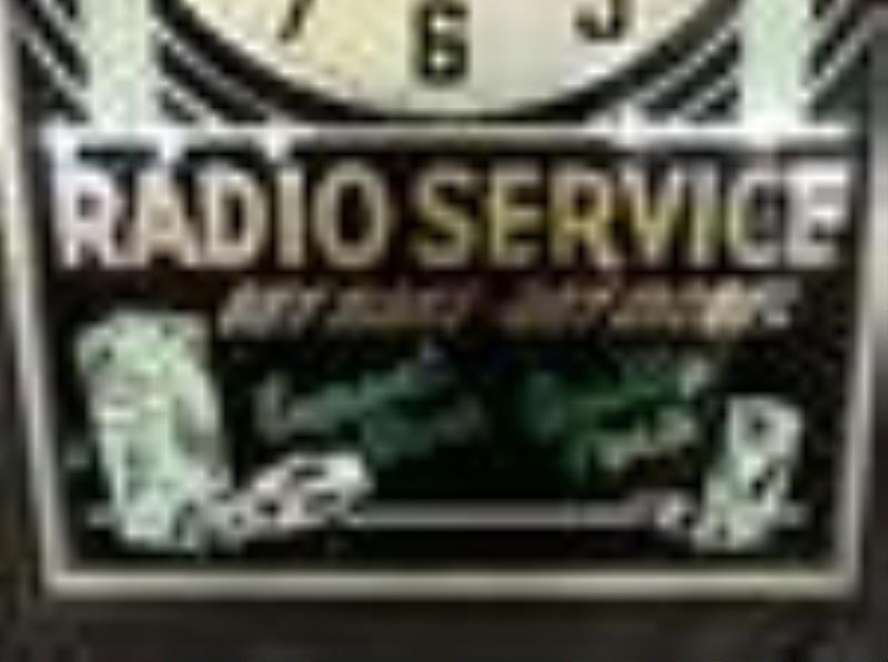 Early reverse painted glass Radio Service lighted clock