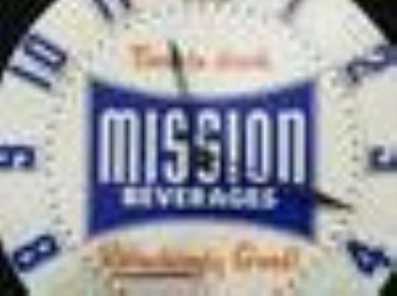 Mission Beverages acrylic embossed clock