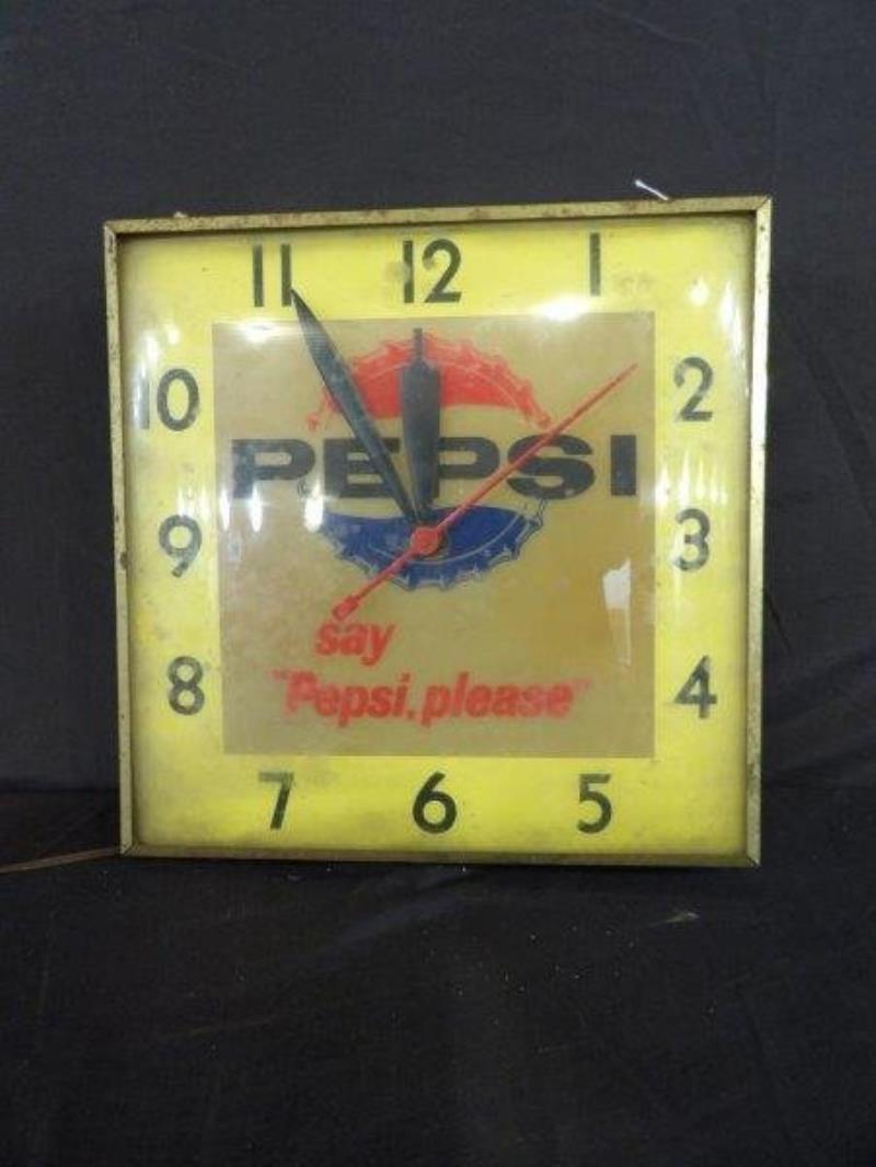 Pepsi say "Pepsi, please" lighted clock