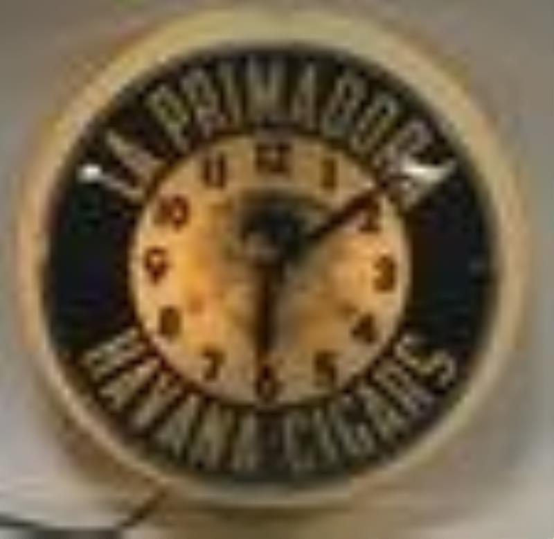 Vintage La Primadora Havana Cigars Lighted Clock