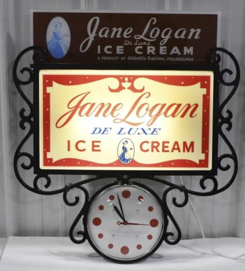 Restored Jane Logan Ice Cream Lighted Adv Clock