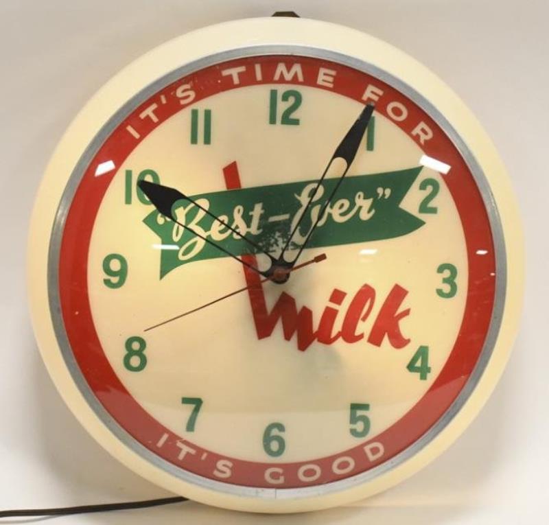 Vintage Best-Ever Milk Lighted Advertising Clock