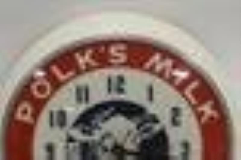 Vintage Polk's Milk & Ice Cream Lighted Adv Clock