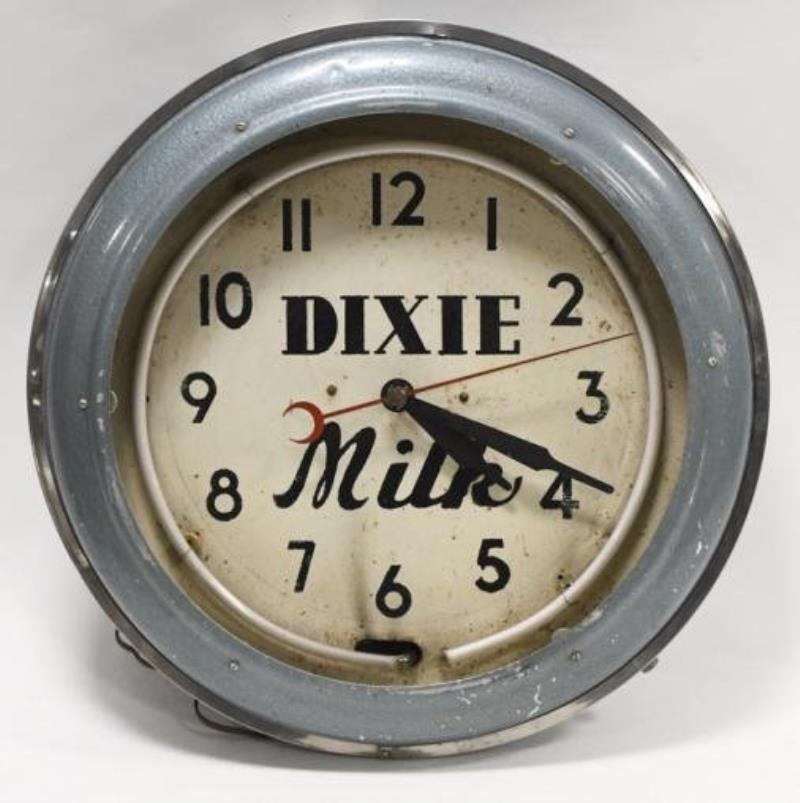 Vintage Dixie Milk Neon Advertising Clock