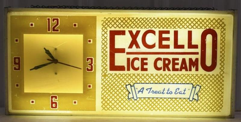 Vintage Excello Ice Cream Lighted Adv Clock