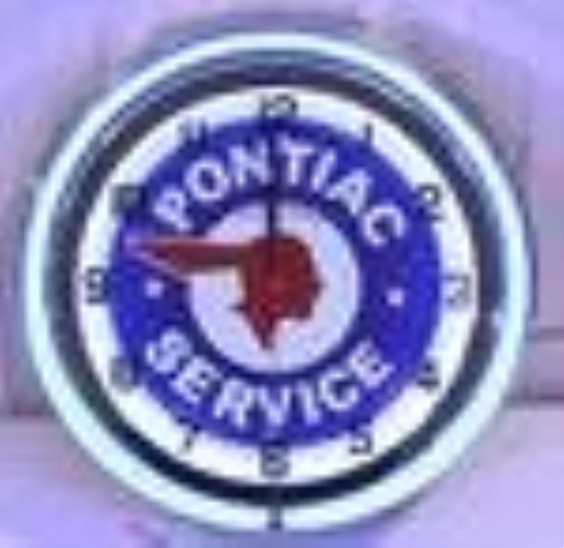 Modern Pontiac Service Dealership Neon Clock