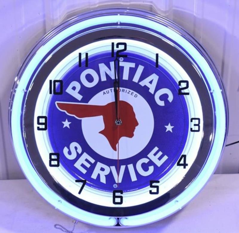 Modern Pontiac Service Dealership Neon Clock