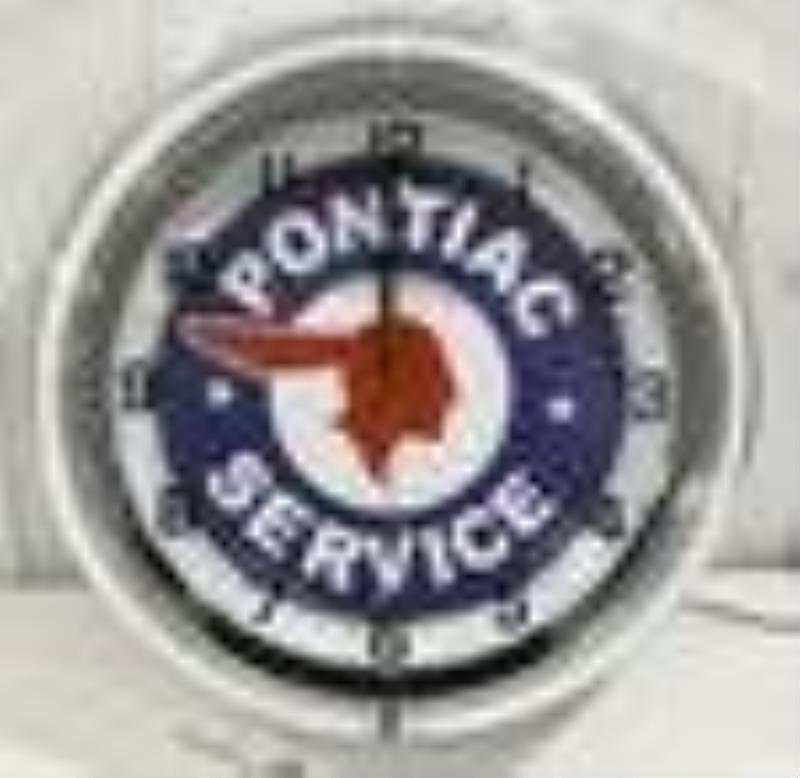 Modern Pontiac Service Dealership Neon Clock