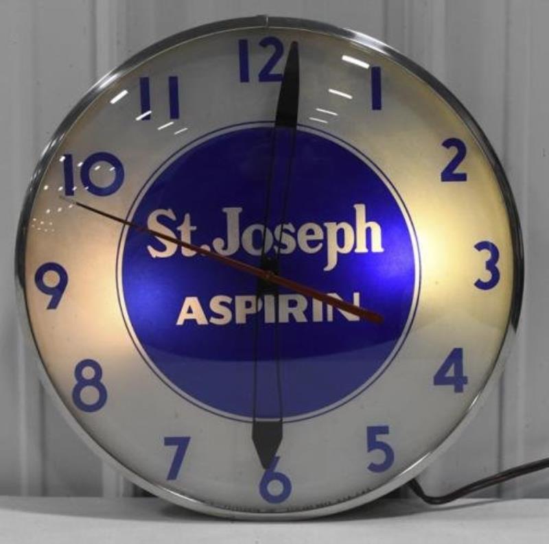 Vintage St. Joseph Aspirin Lighted Telechron Clock