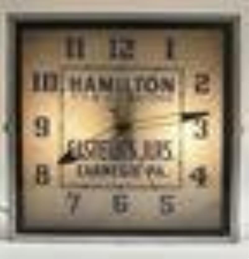 Early Hamilton Watches Lighted Advertising Clock