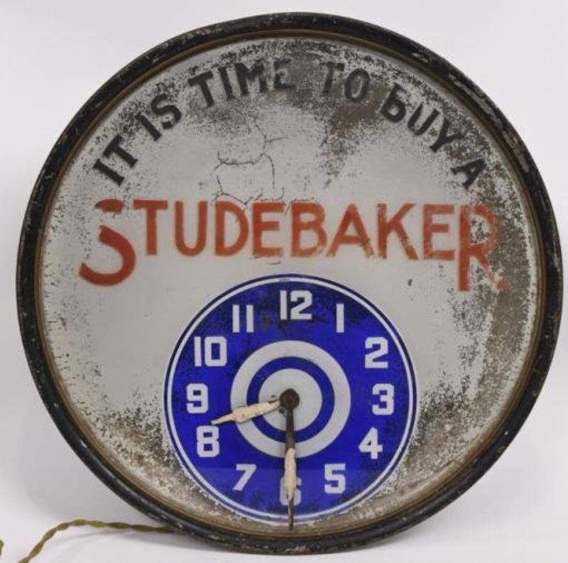Antique 22" Studebaker Lighted Dealership Clock