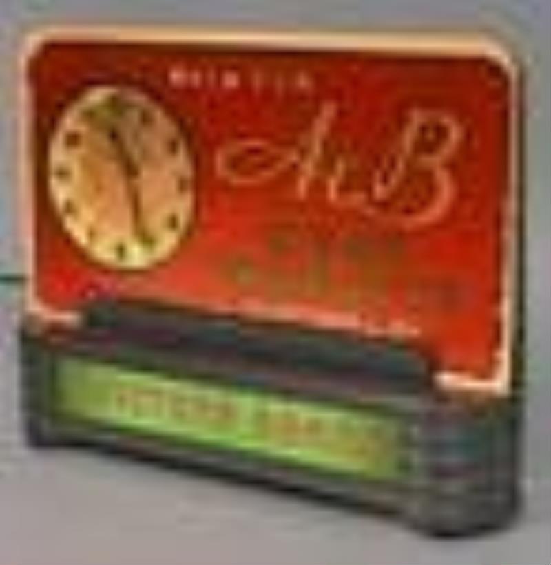 Art Deco A&B Meat Products Lighted Glass Clock