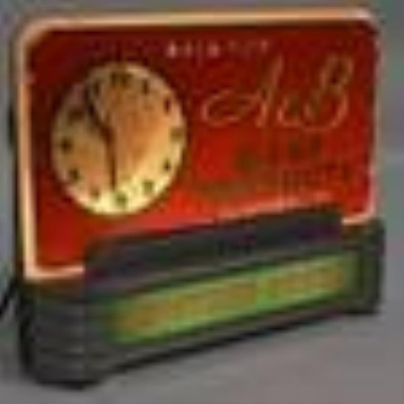 Art Deco A&B Meat Products Lighted Glass Clock