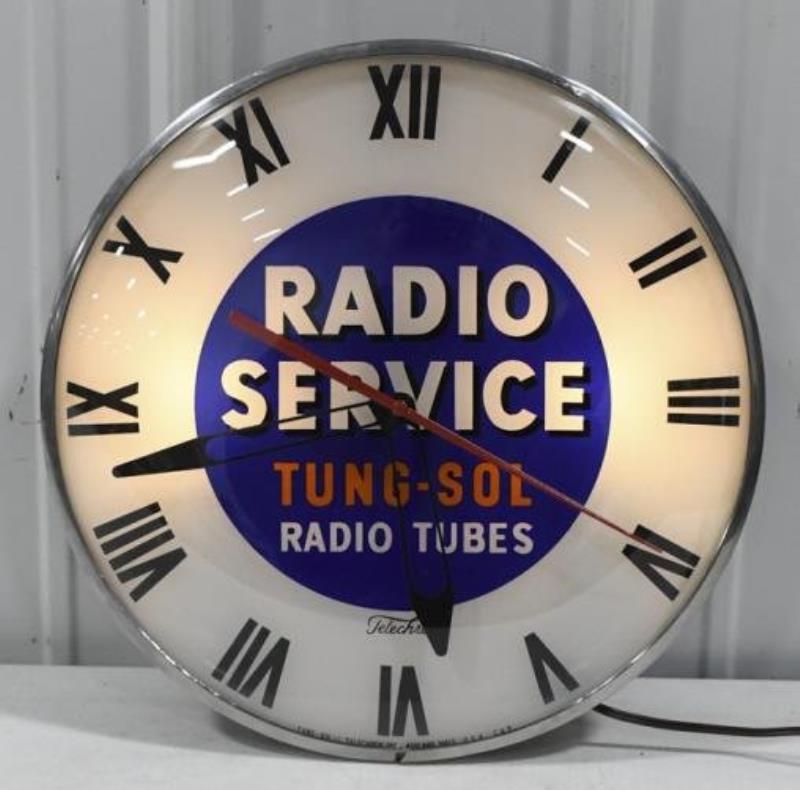 Tung-Sol Radio Service Lighted Advertising Clock