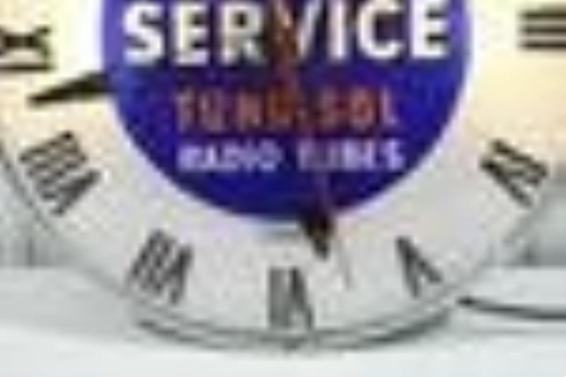 Tung-Sol Radio Service Lighted Advertising Clock