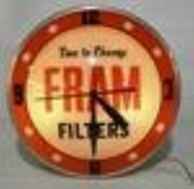 Vintage Fram Filters Double Bubble Glass Adv Clock