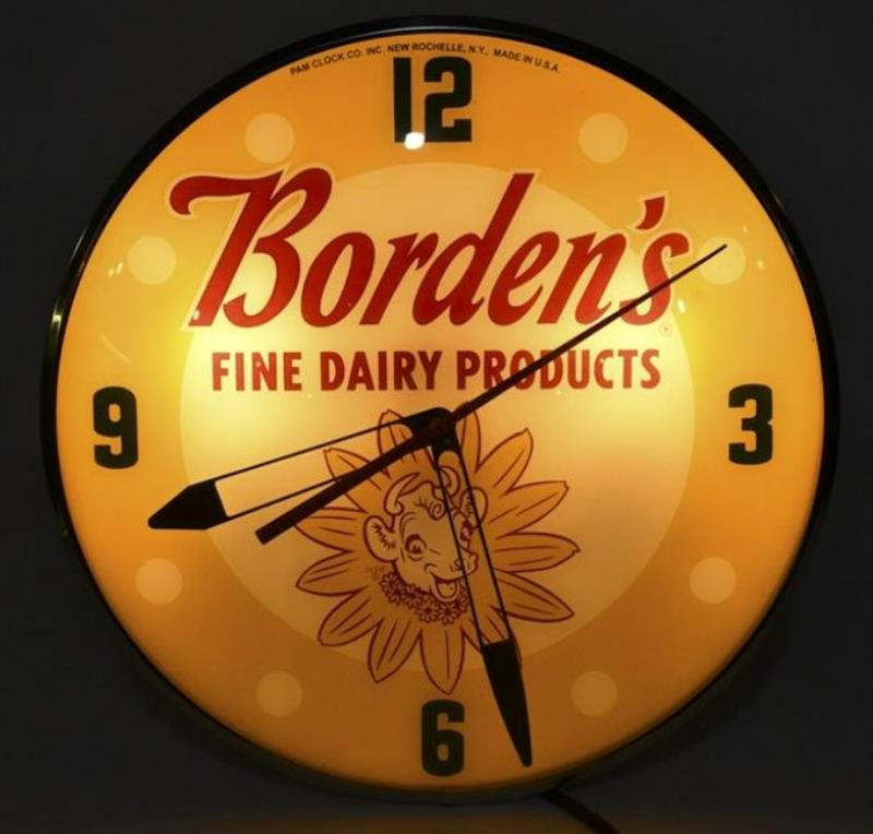 Bordens Dairy Lighted Pam Style Contemporary Clock