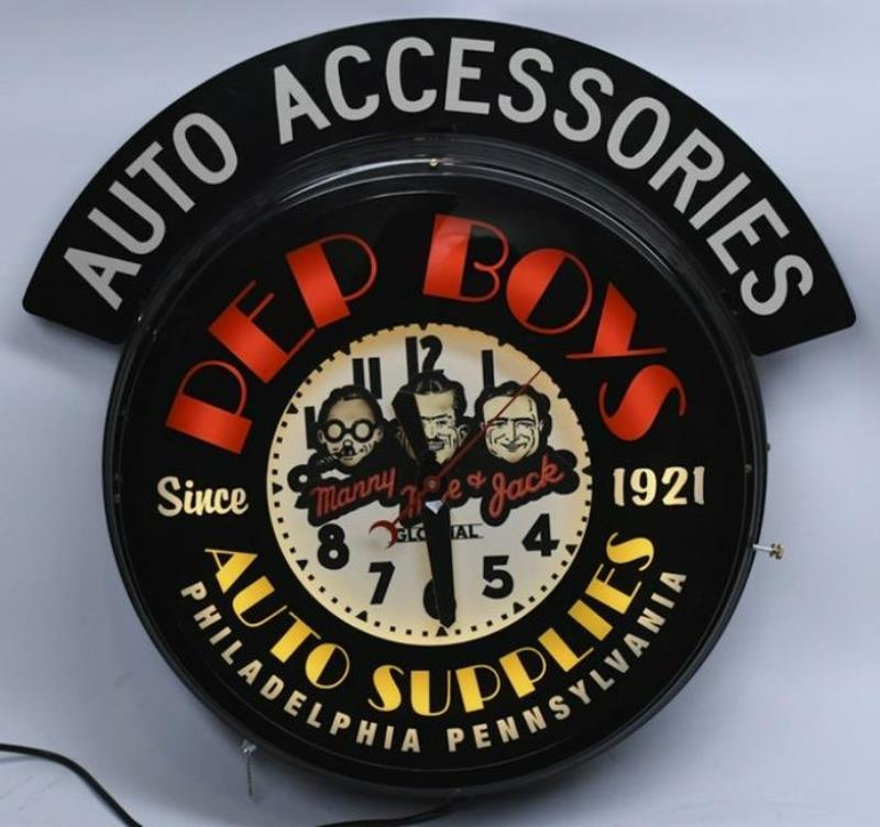 22in Pep Boys Auto Supplies Glo Dial Neon Clock