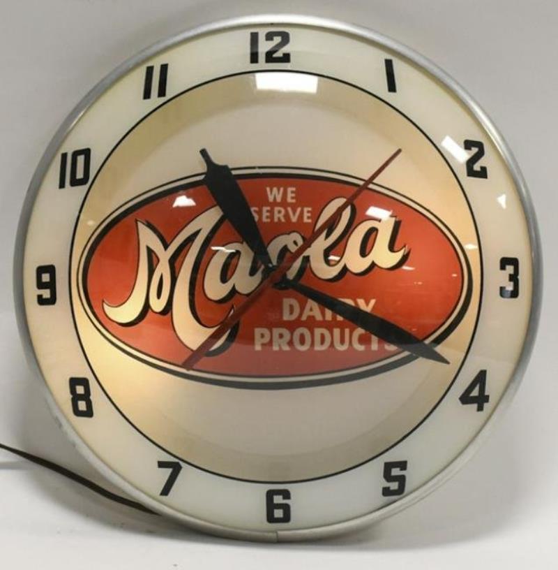 Vintage Maola Dairy Products Double Bubble Clock