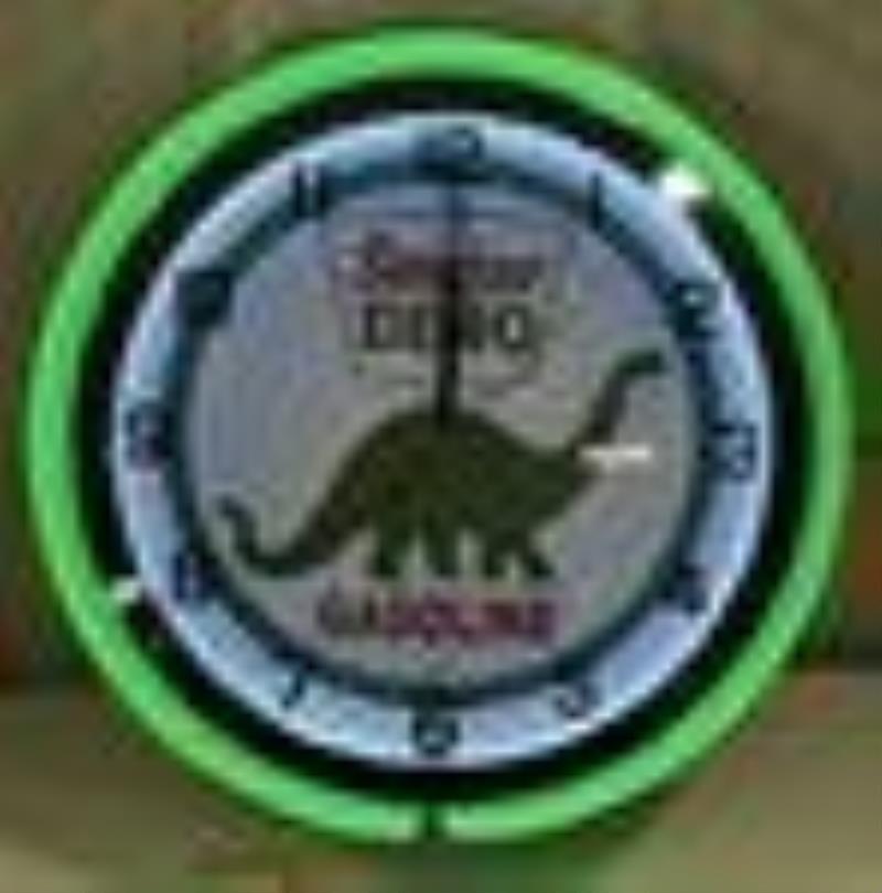 Modern Sinclair Dino Gasoline Neon Clock