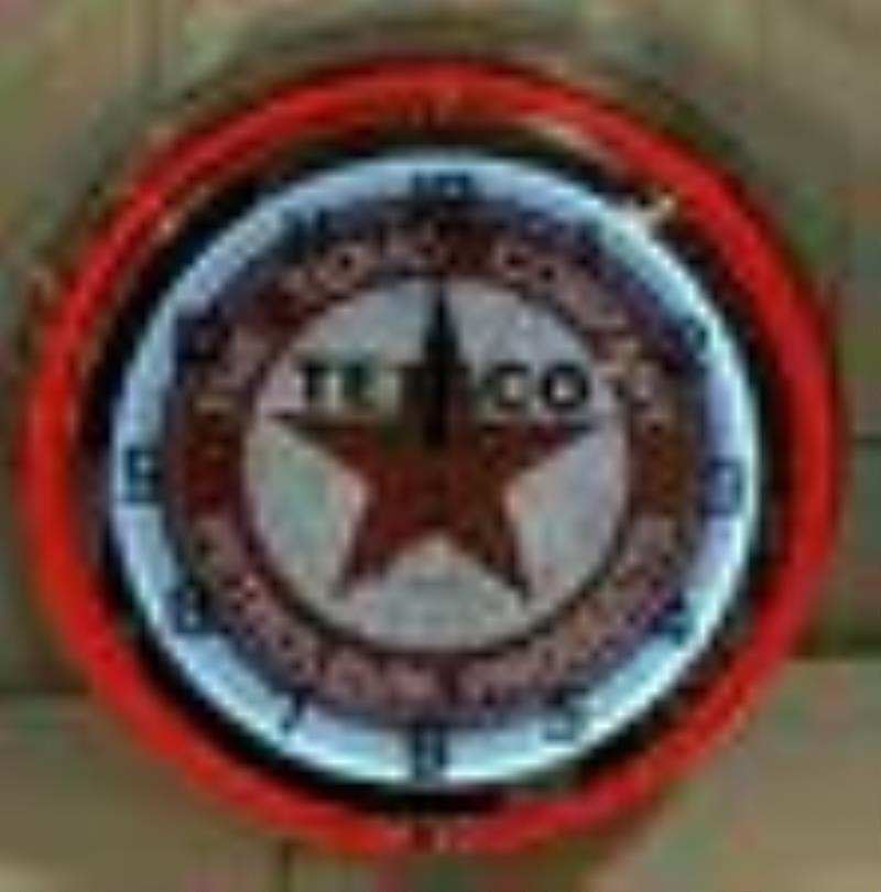 Modern Texaco Service Station Neon Clock