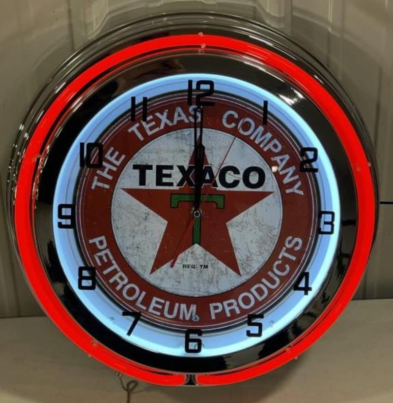 Modern Texaco Service Station Neon Clock